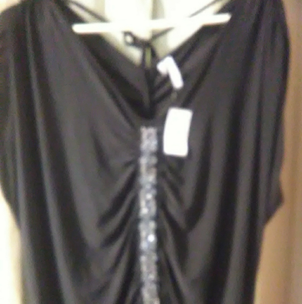 Black silky sequined blouse